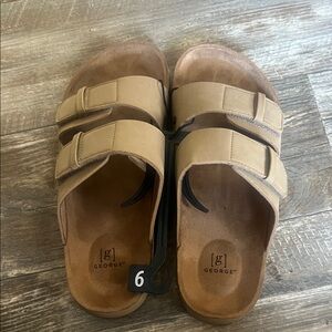 George Beige Double Strap Sandals